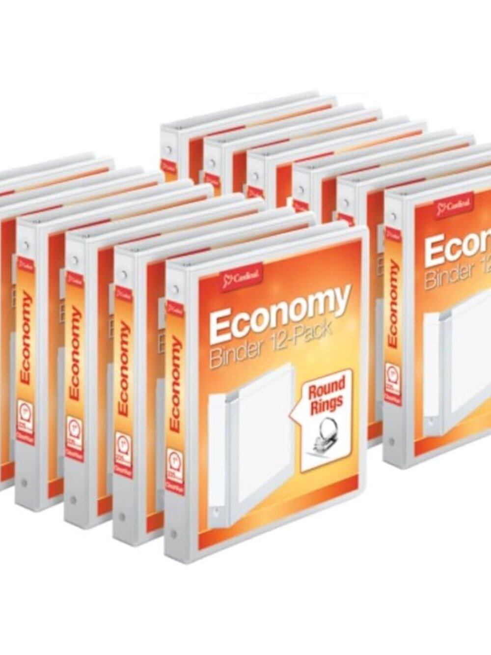 1 Inch 3 Ring Binders, White, 12 Pack, Round Ring Binder, Holds 225 Sheets, PVC